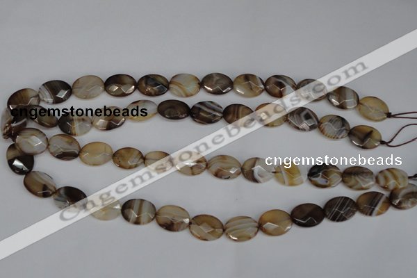 CAG1348 15.5 inches 12*16mm faceted oval line agate gemstone beads