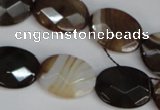 CAG1349 15.5 inches 15*20mm faceted oval line agate gemstone beads