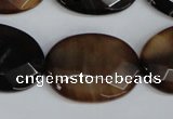 CAG1351 15.5 inches 22*30mm faceted oval line agate gemstone beads