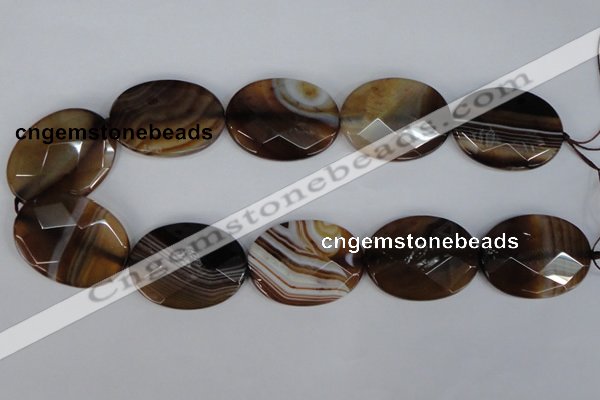 CAG1352 15.5 inches 30*40mm faceted oval line agate gemstone beads