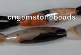 CAG1361 15.5 inches 10*38mm faceted rice line agate gemstone beads