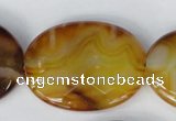 CAG1370 15.5 inches 30*40mm faceted oval line agate gemstone beads