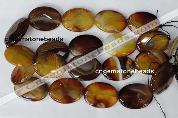 CAG1370 15.5 inches 30*40mm faceted oval line agate gemstone beads