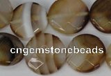 CAG1378 15.5 inches 20mm faceted coin line agate gemstone beads