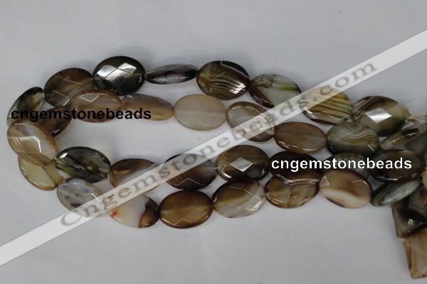 CAG1385 15.5 inches 18*25mm faceted oval line agate gemstone beads