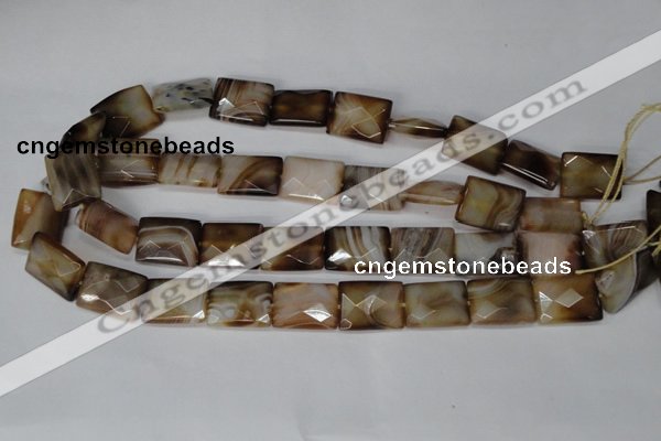 CAG1390 15.5 inches 15*20mm faceted rectangle line agate gemstone beads