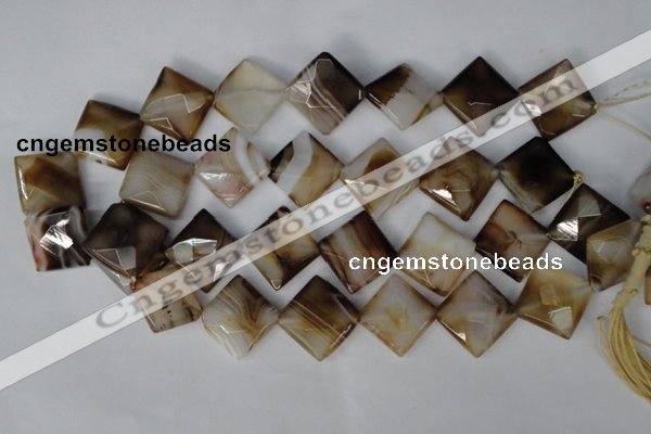CAG1395 15.5 inches 20*20mm faceted diamond line agate gemstone beads