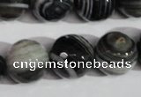 CAG1407 15.5 inches 16mm faceted round line agate gemstone beads