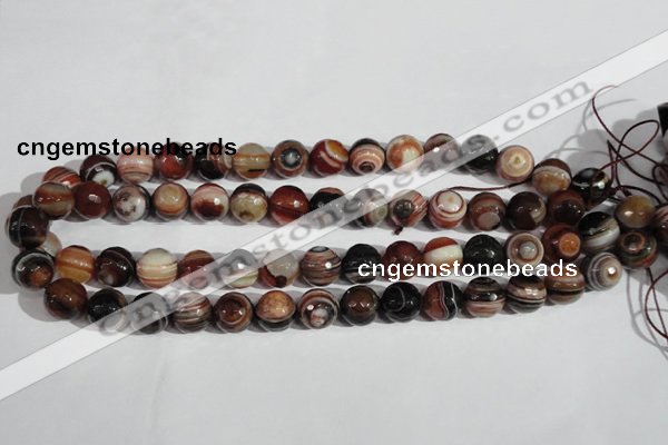 CAG1415 15.5 inches 12mm faceted round line agate gemstone beads