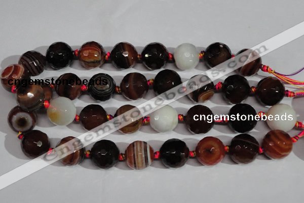 CAG1418 15.5 inches 20mm faceted round line agate gemstone beads