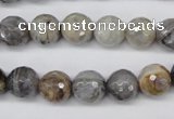 CAG1423 15.5 inches 10mm faceted round silver needle agate beads