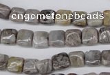 CAG1430 15.5 inches 8*8mm square silver needle agate beads