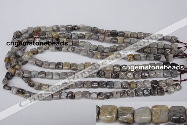 CAG1430 15.5 inches 8*8mm square silver needle agate beads