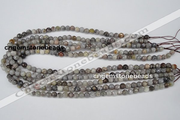 CAG1431 15.5 inches 6mm faceted round bamboo leaf agate beads