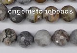 CAG1434 15.5 inches 12mm faceted round bamboo leaf agate beads