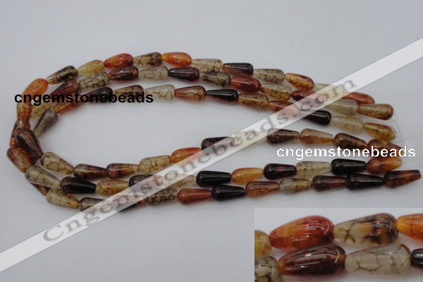 CAG1446 15.5 inches 8*16mm teardrop dragon veins agate beads