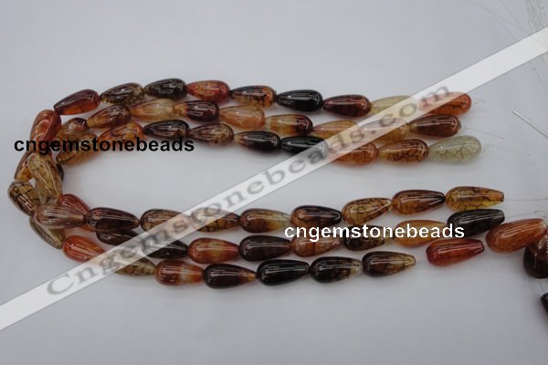 CAG1448 15.5 inches 10*20mm teardrop dragon veins agate beads