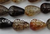 CAG1449 15.5 inches 13*18mm teardrop dragon veins agate beads