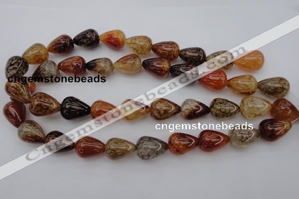 CAG1450 15.5 inches 15*20mm teardrop dragon veins agate beads