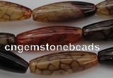 CAG1454 15.5 inches 10*30mm rice dragon veins agate beads