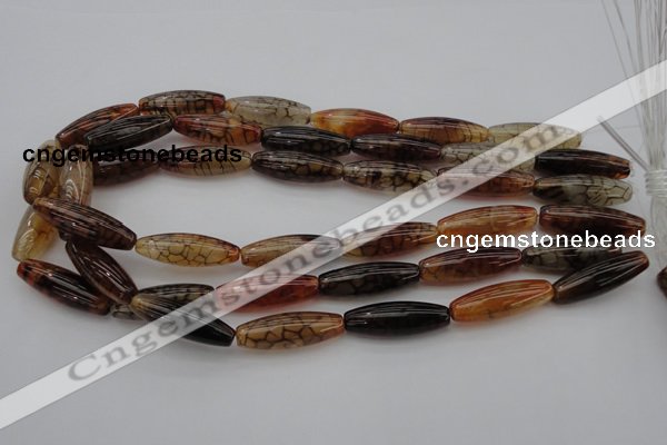 CAG1454 15.5 inches 10*30mm rice dragon veins agate beads