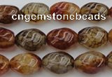 CAG1455 15.5 inches 10*15mm twisted rice dragon veins agate beads