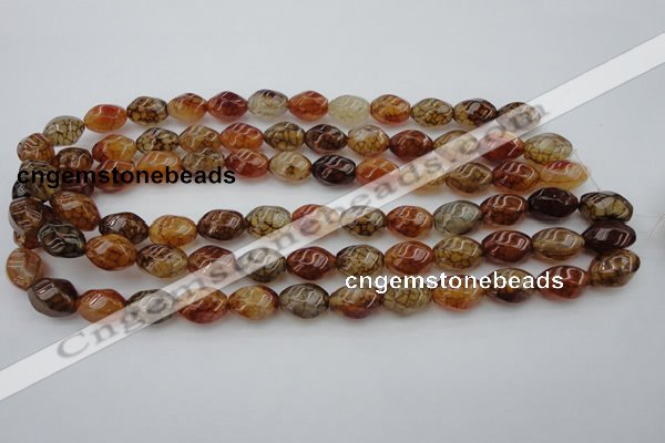 CAG1455 15.5 inches 10*15mm twisted rice dragon veins agate beads