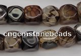 CAG1458 15.5 inches 12*13mm faceted nuggets dragon veins agate beads