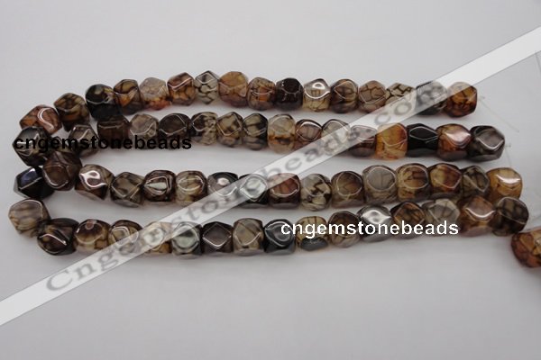 CAG1458 15.5 inches 12*13mm faceted nuggets dragon veins agate beads