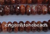 CAG1492 15.5 inches 6*12mm faceted rondelle natural fire agate beads