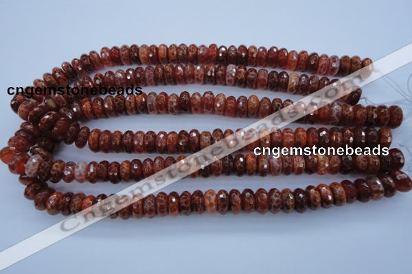 CAG1492 15.5 inches 6*12mm faceted rondelle natural fire agate beads