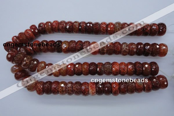 CAG1494 15.5 inches 9*18mm faceted rondelle natural fire agate beads