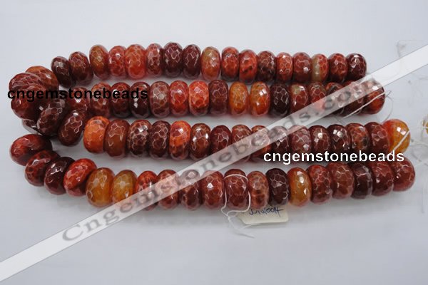 CAG1495 15.5 inches 10*20mm faceted rondelle natural fire agate beads