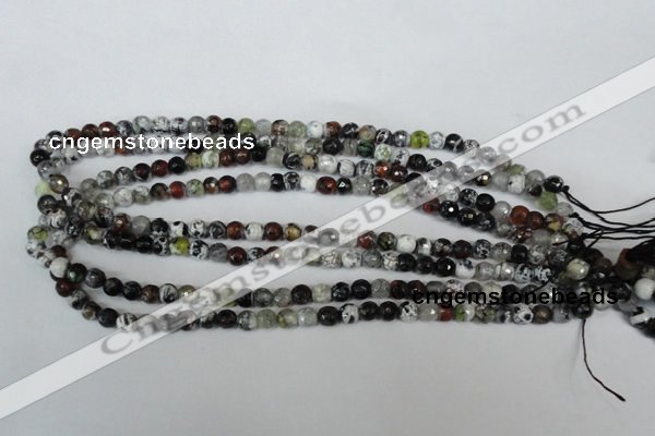 CAG1503 15.5 inches 6mm faceted round fire crackle agate beads