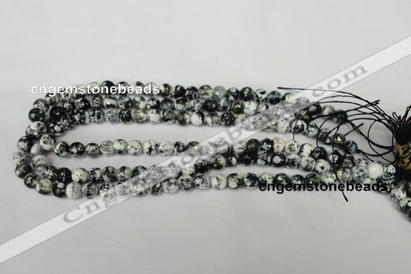 CAG1507 15.5 inches 8mm faceted round fire crackle agate beads