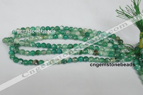 CAG1509 15.5 inches 8mm faceted round fire crackle agate beads