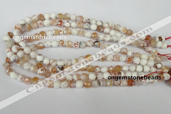 CAG1511 15.5 inches 8mm faceted round fire crackle agate beads