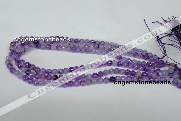 CAG1514 15.5 inches 8mm faceted round fire crackle agate beads