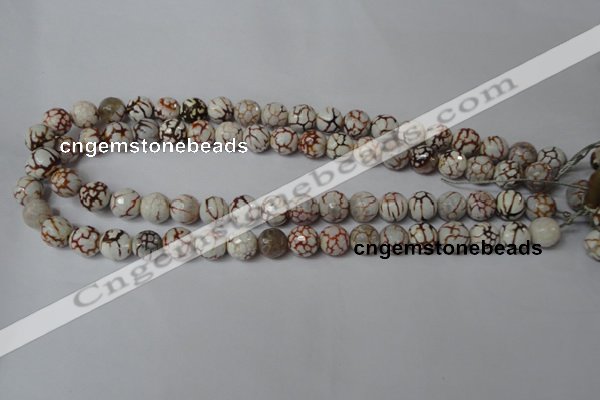 CAG1520 15.5 inches 10mm faceted round fire crackle agate beads