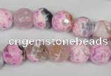 CAG1521 15.5 inches 10mm faceted round fire crackle agate beads