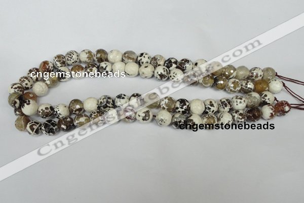 CAG1522 15.5 inches 10mm faceted round fire crackle agate beads