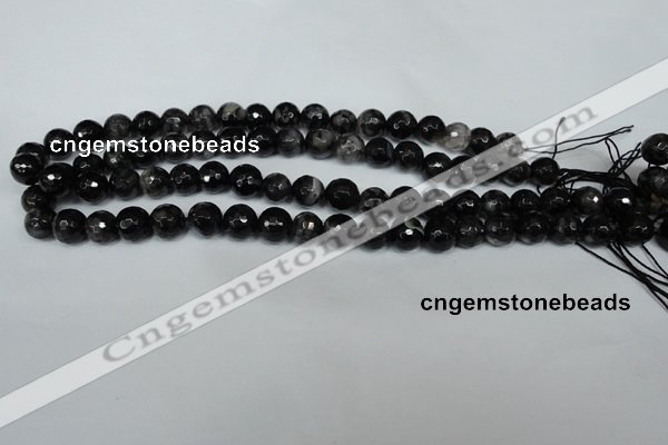CAG1524 15.5 inches 10mm faceted round fire crackle agate beads