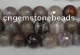 CAG1526 15.5 inches 10mm faceted round fire crackle agate beads