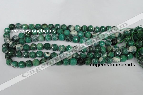 CAG1527 15.5 inches 10mm faceted round fire crackle agate beads