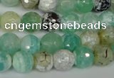 CAG1528 15.5 inches 10mm faceted round fire crackle agate beads