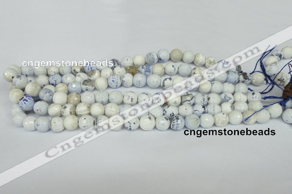 CAG1530 15.5 inches 10mm faceted round fire crackle agate beads