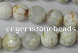 CAG1534 15.5 inches 12mm faceted round fire crackle agate beads