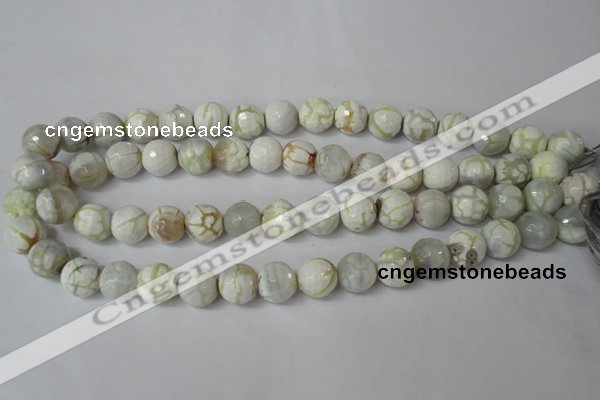 CAG1534 15.5 inches 12mm faceted round fire crackle agate beads