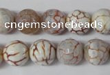 CAG1535 15.5 inches 12mm faceted round fire crackle agate beads