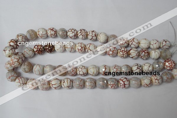 CAG1535 15.5 inches 12mm faceted round fire crackle agate beads